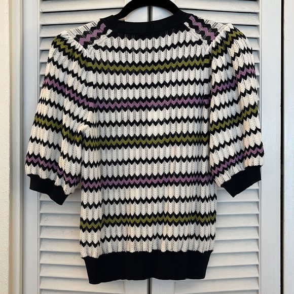 ME+EM Cotton Stripe Chevron Pouf Sleeve T-Shirt - Picture 6 of 7